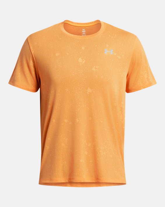 Men's UA Launch Splatter Short Sleeve in Orange image number 2